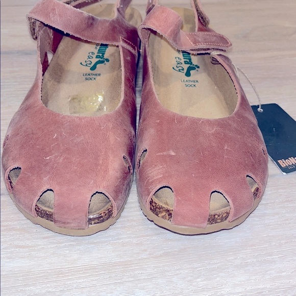 Bio Natura Closed Toe Mary Jane Distressed Leather Sandals NEW 9 Mauve Pink - Picture 6 of 10
